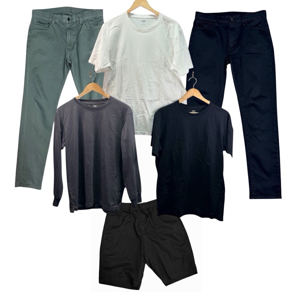 Uniqlo Clothing Casual Lot/6 L 34x30 Men Basics (2) Pants (3) Shirts (1) Shorts
